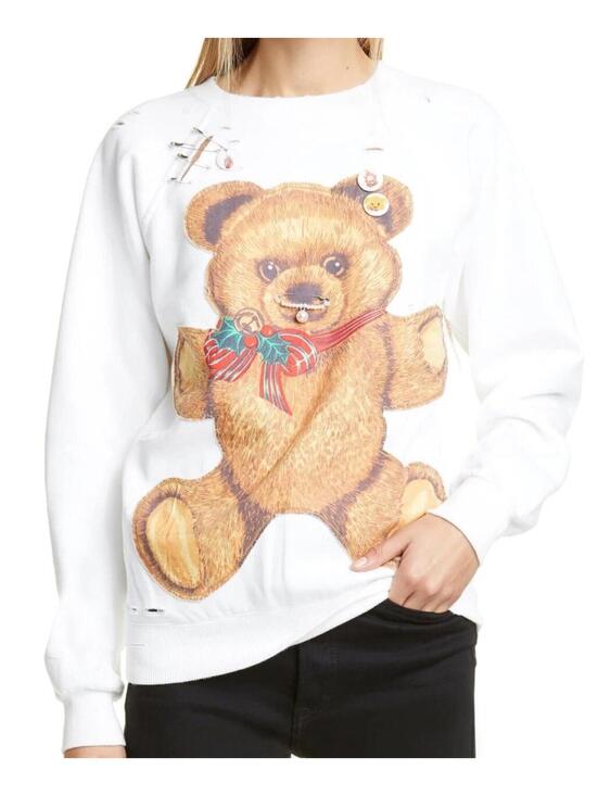R13 Sweaters - NWT~R13 Punk Teddy Bear Distressed Crewneck Sweater Size S